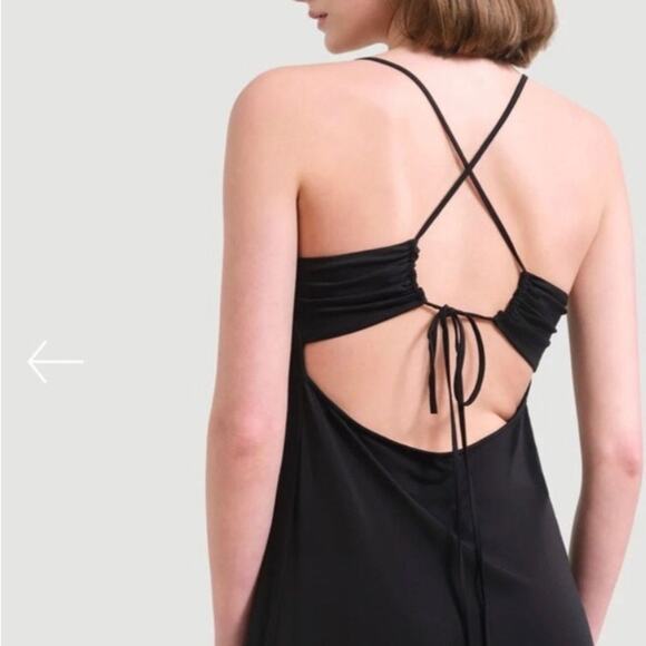 Modern Citizen Women’s sz M Liliana Black Cupro Slinky Midi Dress Lace Up Back - Picture 3 of 13